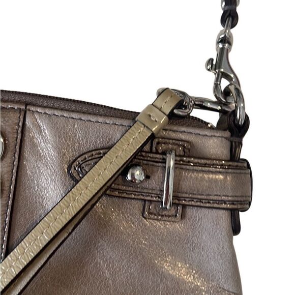 Coach Gray Signature C Logo Leather Wristlet Handbag - Picture 6 of 14